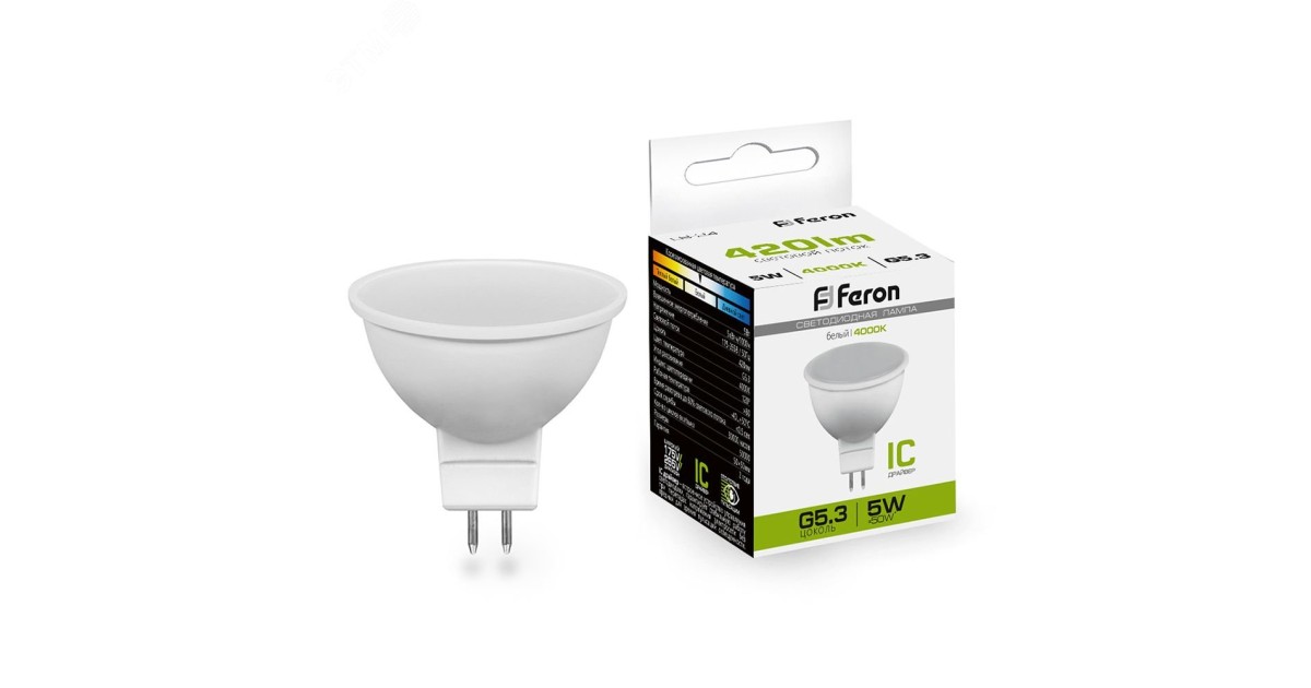 Купить Лампа светодиодная LED 5вт 230в G5.3 белый 25126 Feron оптом в Москве