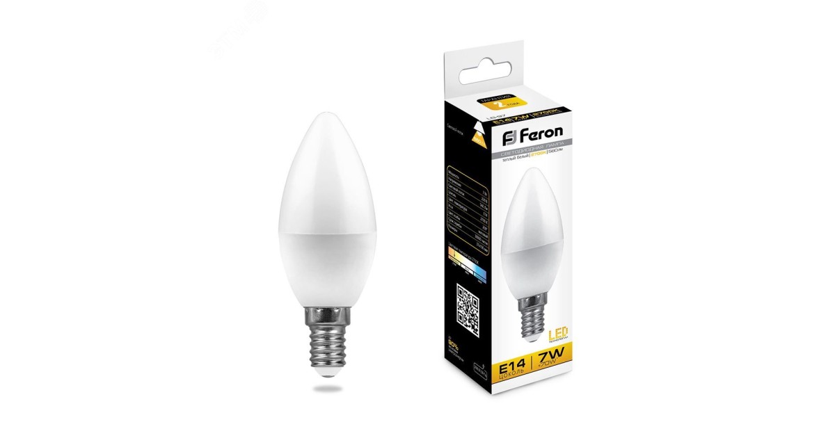 Купить Лампа светодиодная LED 7вт E14 теплый матовая свеча 25475 Feron оптом в Москве
