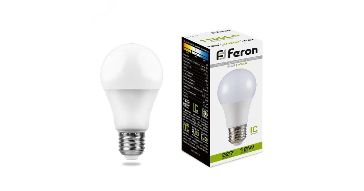 Купить Лампа светодиодная LED 12вт Е27 белая 25487 Feron оптом в Москве