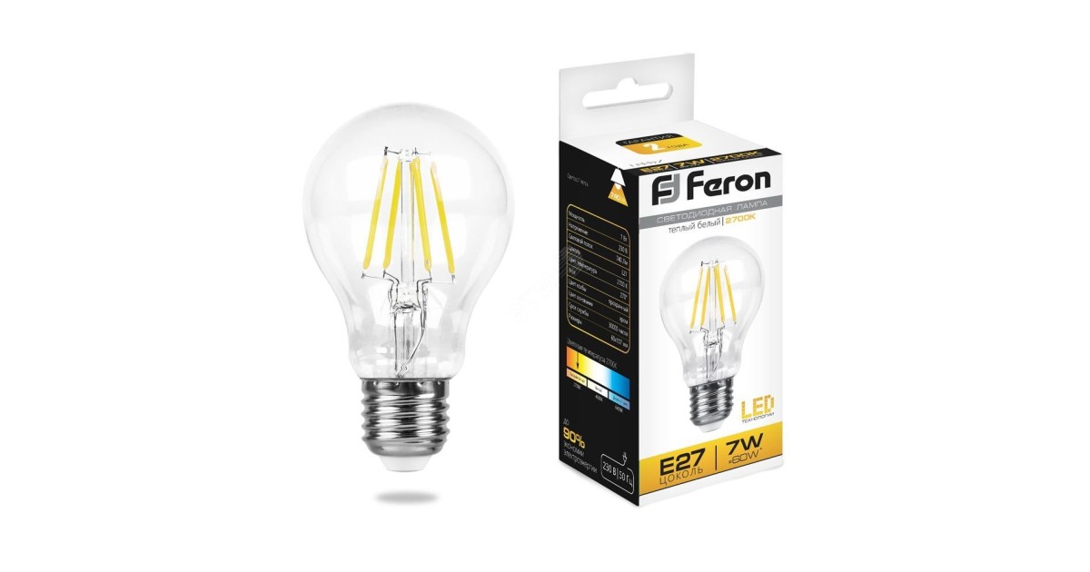 Купить Лампа светодиодная LED 7вт Е27 теплый FILAMENT 25569 Feron оптом в Москве