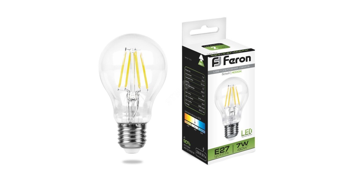 Купить Лампа светодиодная LED 7вт Е27 белый FILAMENT 25570 Feron оптом в Москве