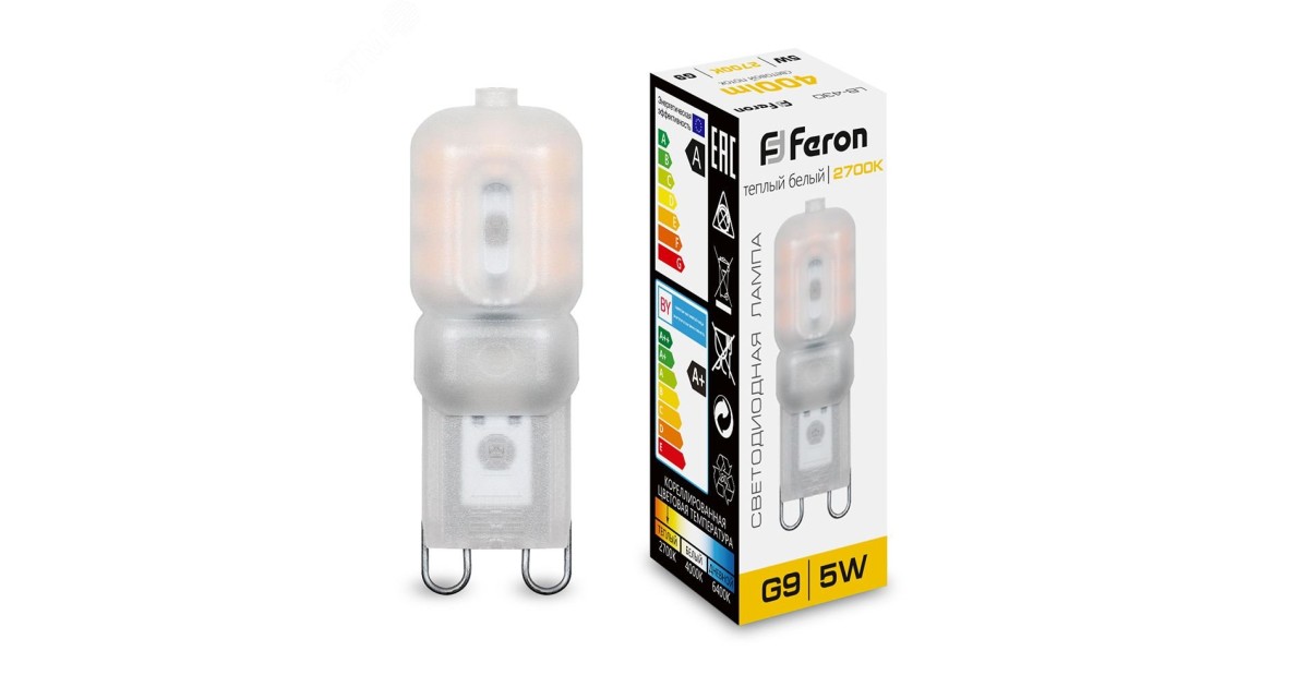 Купить Лампа светодиодная LED 5вт 230в G9 теплый капсульная 25636 Feron оптом в Москве