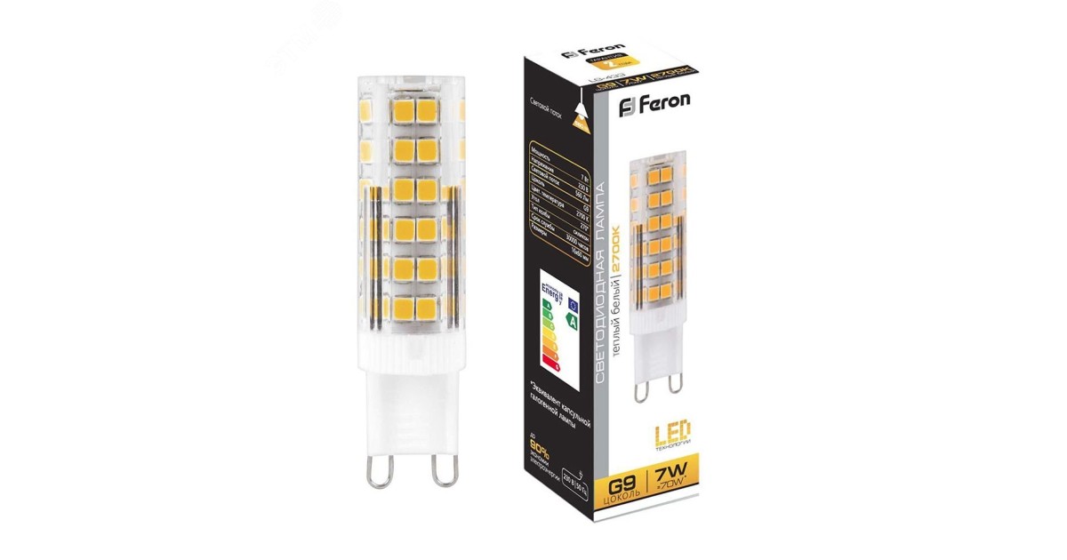 Купить Лампа светодиодная LED 7вт 230в G9 теплый капсульная 25766 Feron оптом в Москве