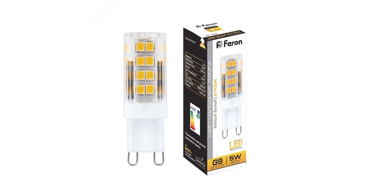 Купить Лампа светодиодная LED 5вт 230в G9 теплый капсульная 25769 Feron оптом в Москве