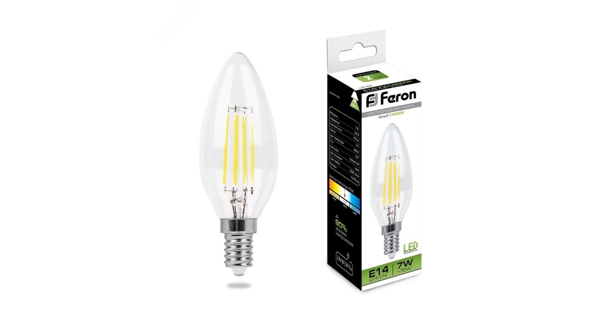 Купить Лампа светодиодная LED 7вт Е14 белый свеча FILAMENT 25780 Feron оптом в Москве