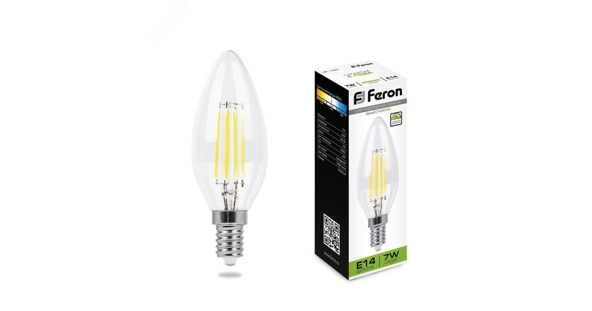 Купить Лампа светодиодная LED 7вт Е14 белый свеча FILAMENT диммируемая 25871 Feron оптом в Москве