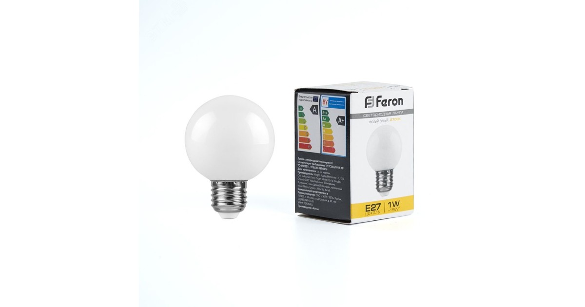 Купить Лампа светодиодная LED 1вт Е27 белый 2700К (шар) LB-37 25878 Feron оптом в Москве