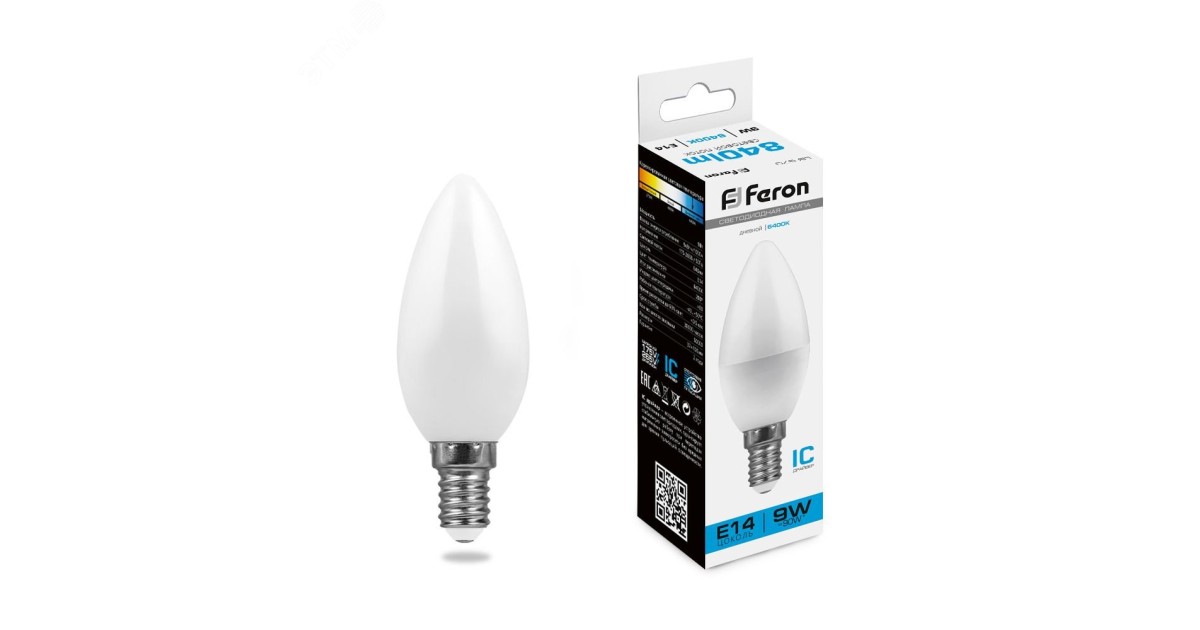 Купить Лампа светодиодная LED 9вт Е14 дневной матовая свеча 25800 Feron оптом в Москве
