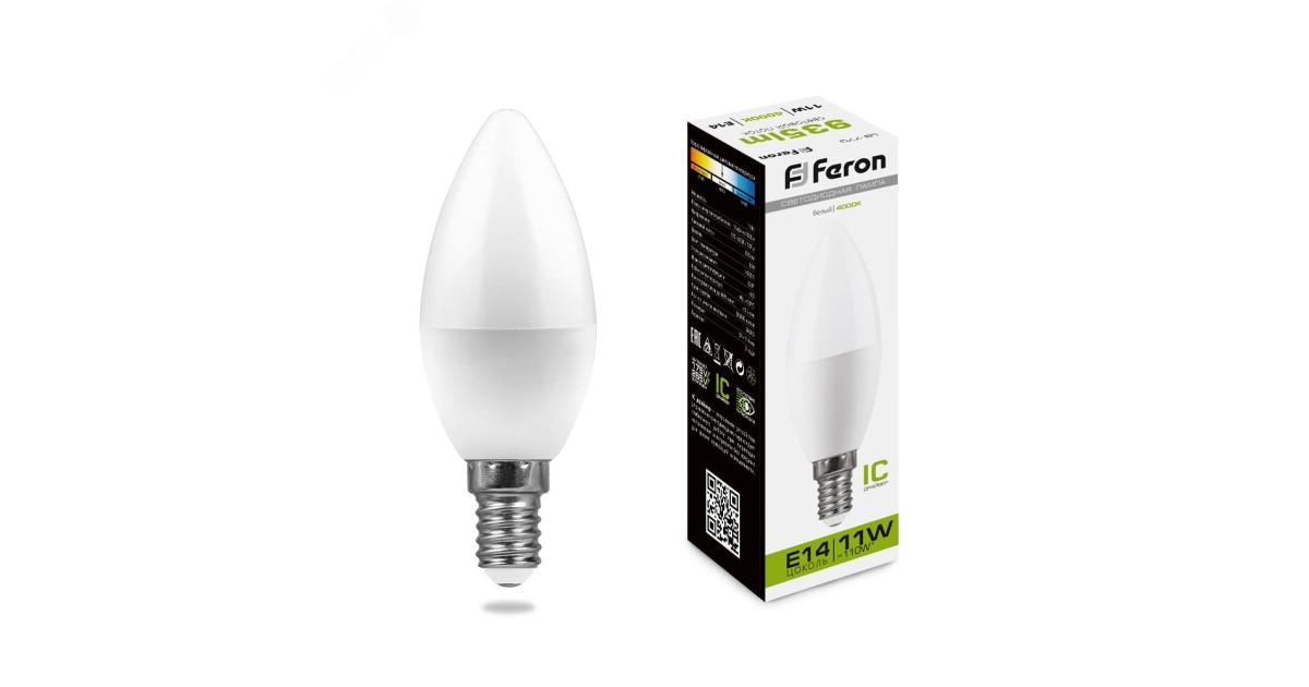 Купить Лампа светодиодная LED 11вт E14 белый матовая свеча 25942 Feron оптом в Москве