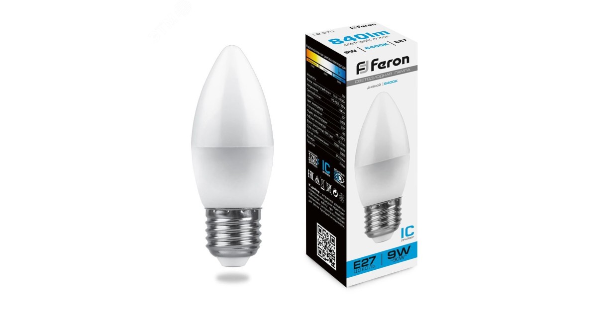 Купить Лампа светодиодная LED 9вт Е27 дневной матовая свеча 25938 Feron оптом в Москве