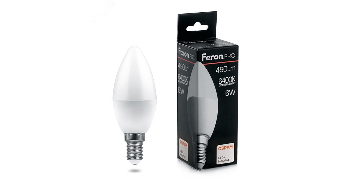 Купить Лампа светодиодная LED 6вт Е14 дневной матовая свеча Feron.PRO 38046 Feron оптом в Москве