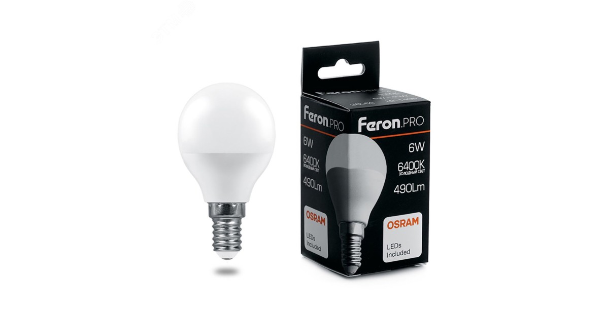 Купить Лампа светодиодная LED 6вт Е14 дневной матовый шар Feron.PRO 38067 Feron оптом в Москве