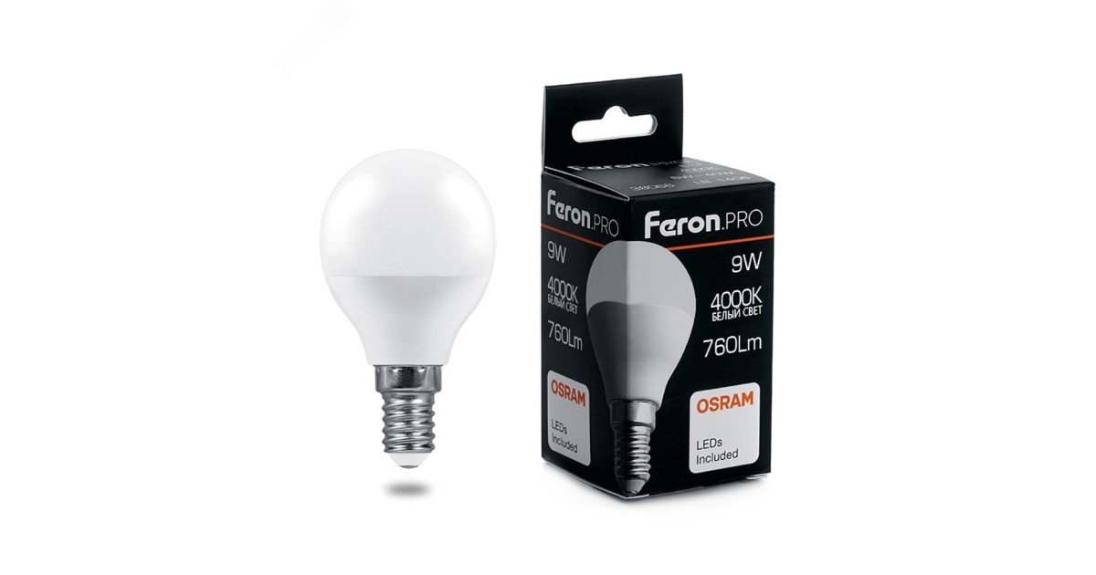 Купить Лампа светодиодная LED 9вт Е14 белый матовый шар Feron.PRO 38078 Feron оптом в Москве