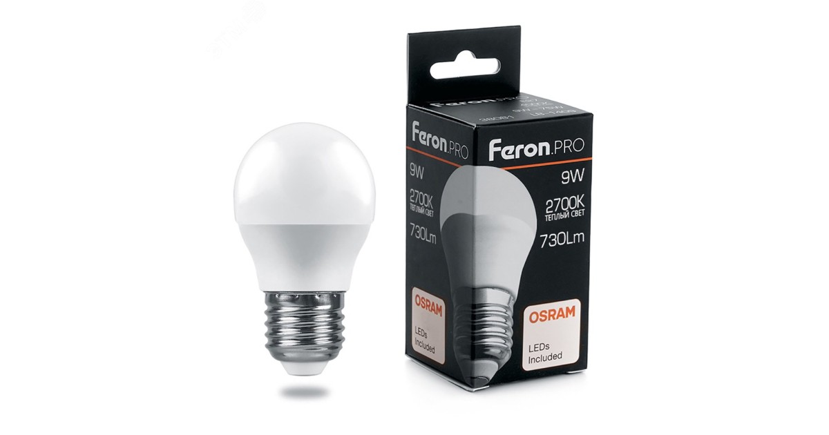 Купить Лампа светодиодная LED 9вт Е27 теплый матовый шар Feron.PRO 38080 Feron оптом в Москве