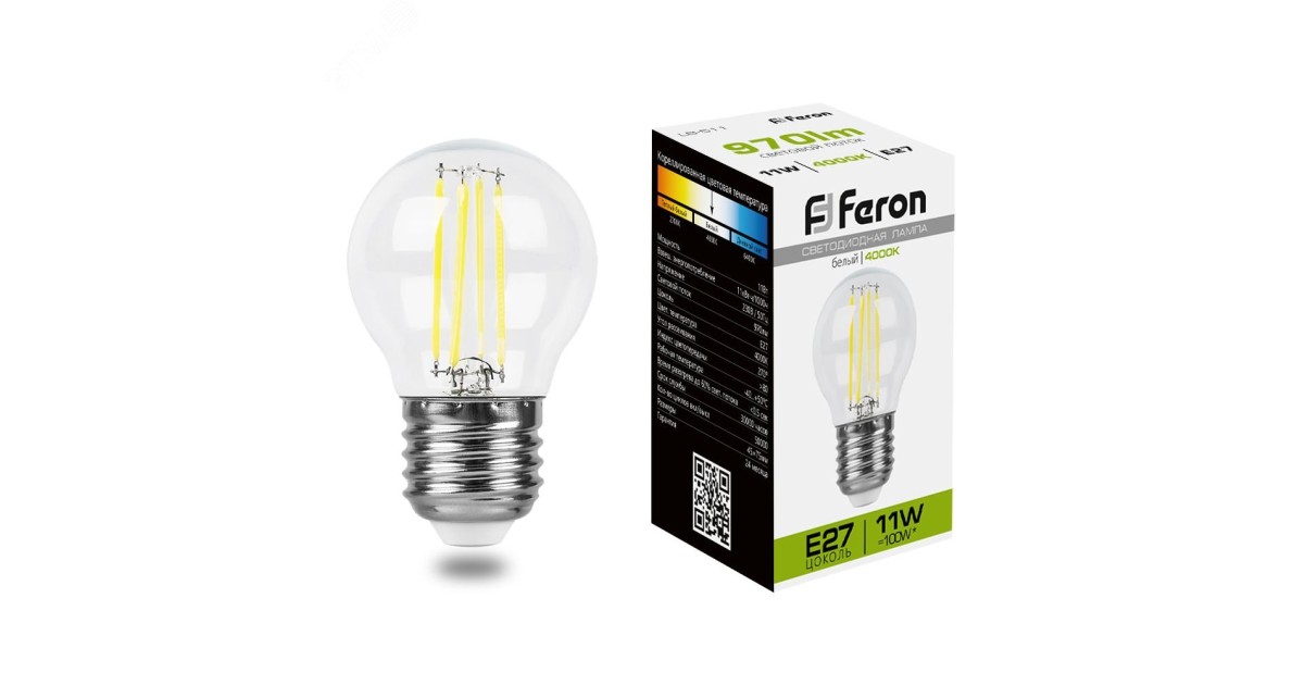 Купить Лампа светодиодная LED 11вт Е27 белый шар FILAMENT 38016 Feron оптом в Москве