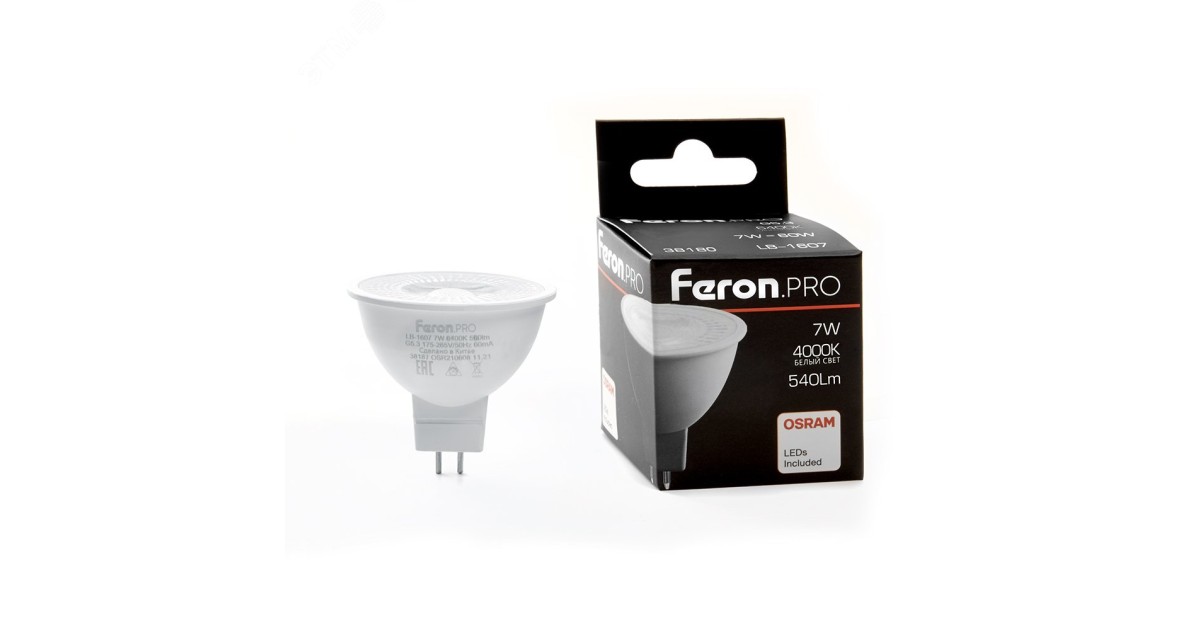 Купить Лампа светодиодная LED 7вт 230в G5.3 белый с линзой 38 гр. Feron.PRO 38180 Feron оптом в Москве