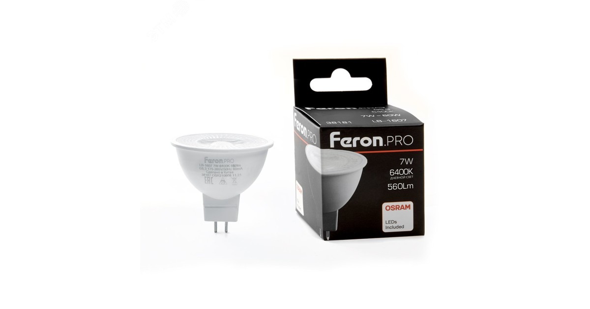 Купить Лампа светодиодная LED 7вт 230в G5.3 дневной с линзой 38 гр. Feron.PRO 38181 Feron оптом в Москве