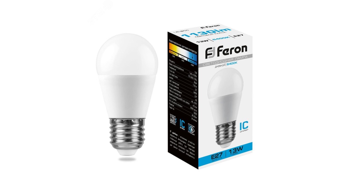 Купить Лампа светодиодная LED 13вт Е27 дневной матовый шар 38106 Feron оптом в Москве