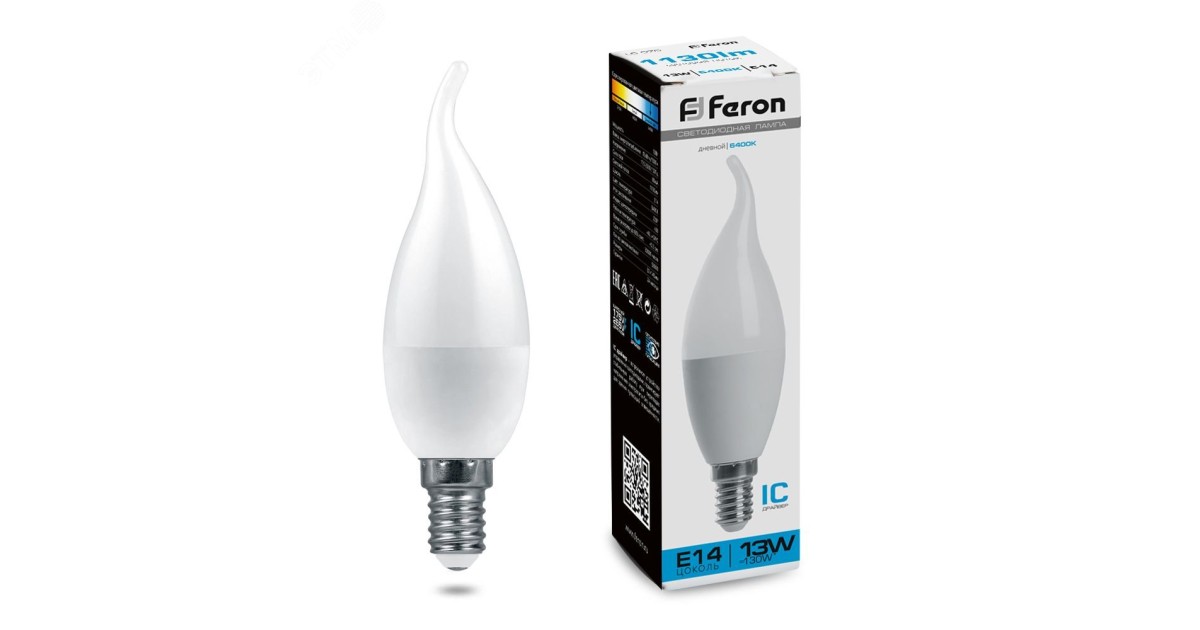 Купить Лампа светодиодная LED 13вт Е14 дневной матовая свеча на ветру 38114 Feron оптом в Москве