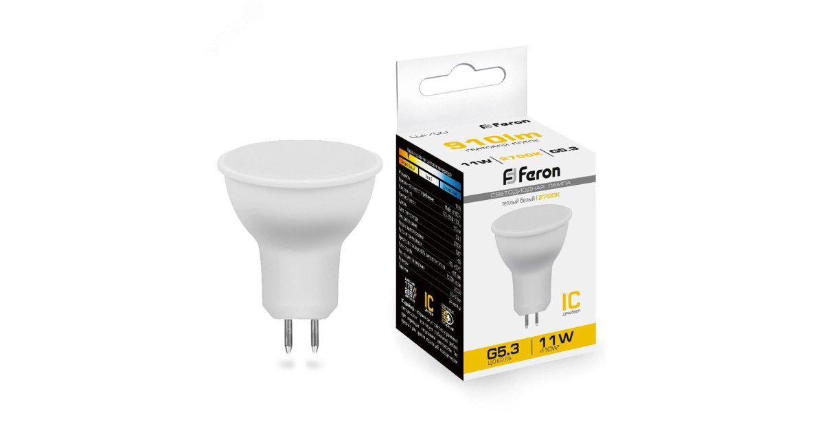 Купить Лампа светодиодная LED 11вт 230в G5.3 теплый 38137 Feron оптом в Москве
