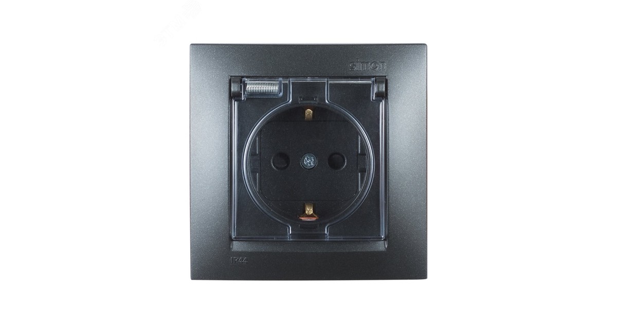 Купить 15 Роз с/з моноблок с крышкой IP44 графит 1590450-038 Simon оптом в Москве