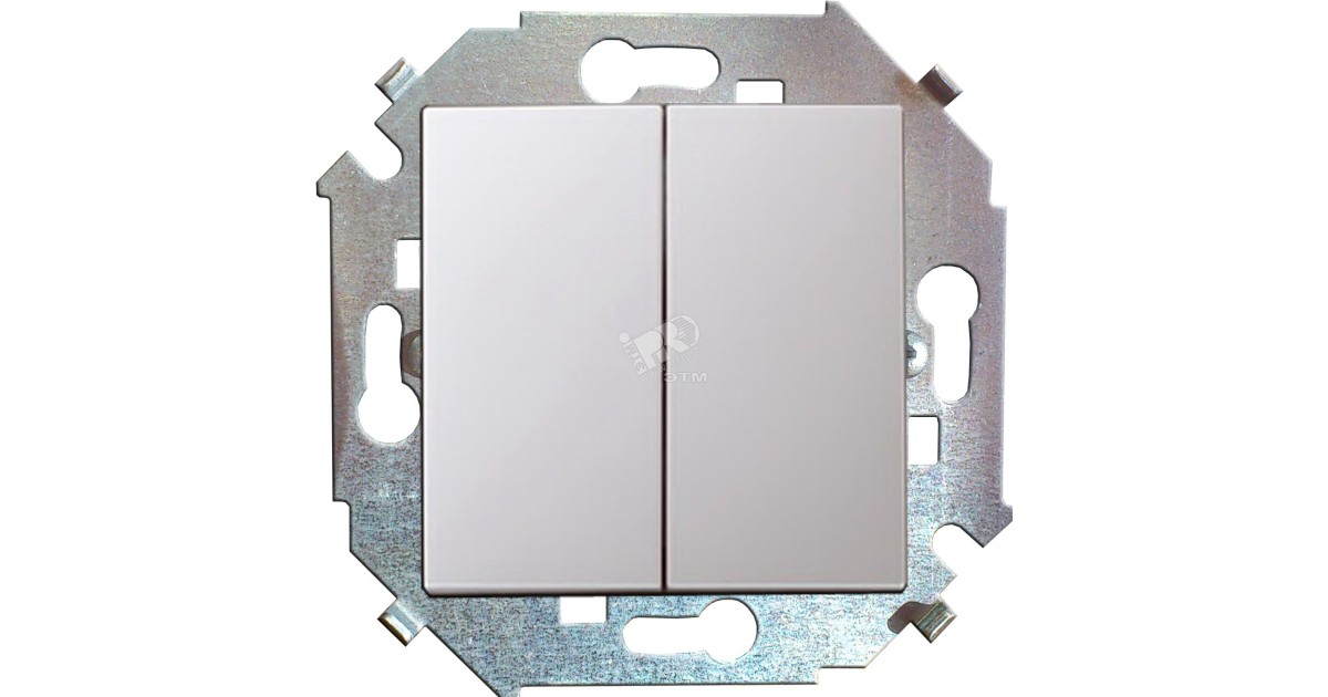 Купить 15 Выключатель двухклавишный проходной (переключатель) 16А 250В винтовой зажим белый 1591397-030 Simon оптом в Москве