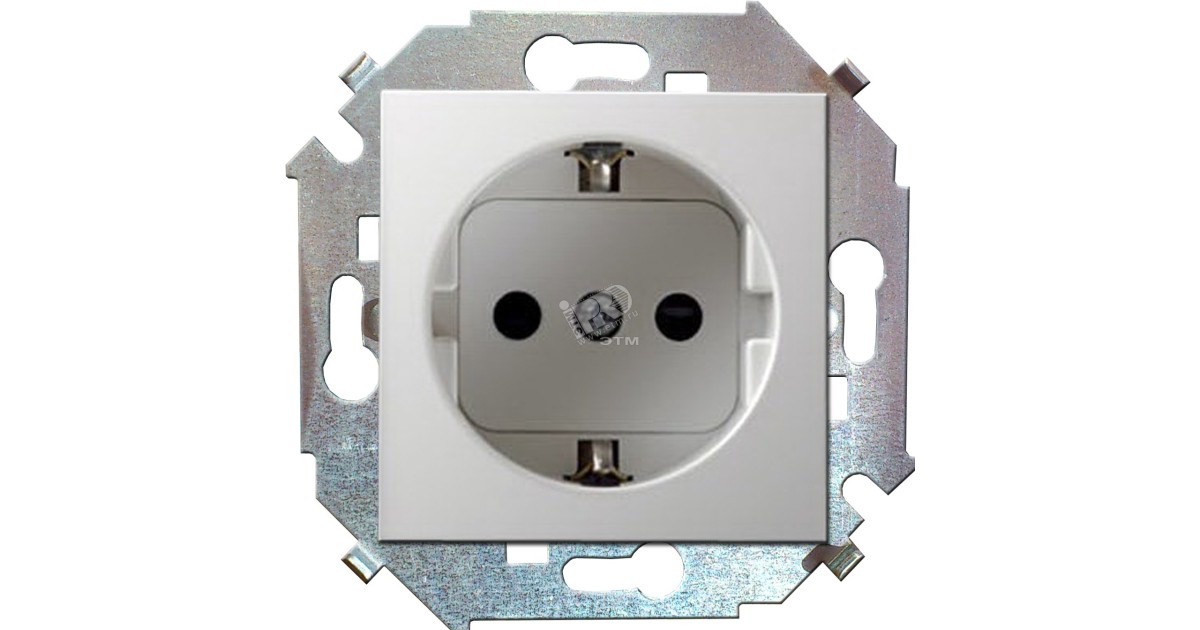 Купить Розетка 1-м СП 15 16А IP20 250В с заземл. Schuko защ. шторки винтов. клеммы механизм бел. 1591443-030 Simon оптом в Москве