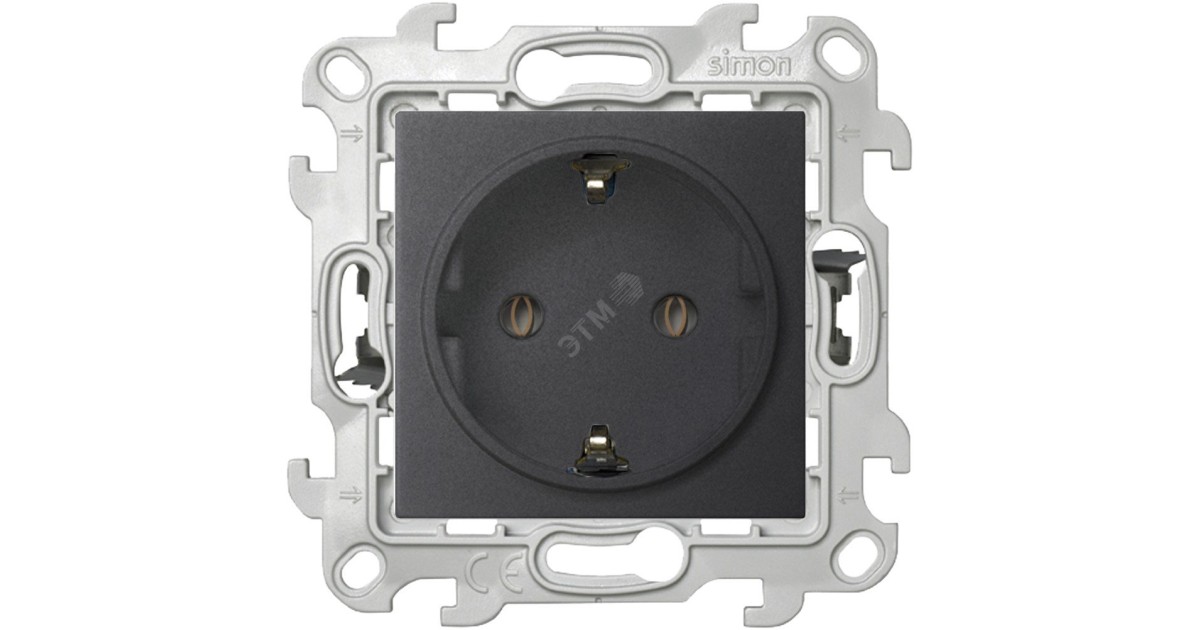 Купить Розетка 1-м СП 24 16А IP20 2P+E Push&Go без защ. шторок механизм графит 2420434-038 Simon оптом в Москве