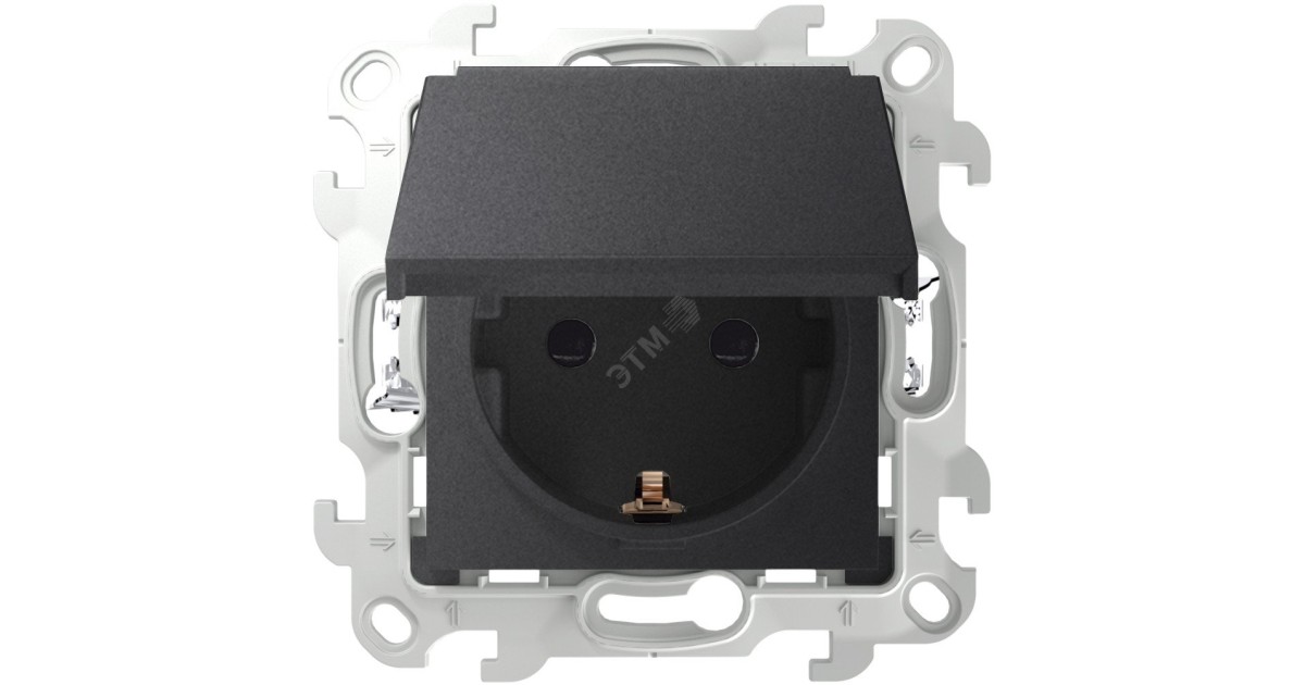 Купить Розетка 1-м СП 24 16А IP44 2P+E Push&Go механизм графит 2420448-038 Simon оптом в Москве
