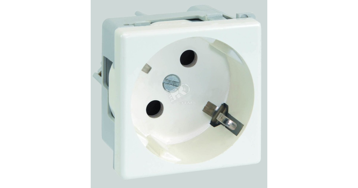 Купить Розетка 1-м СП 2мод. Connect 16А IP20 250В с заземл. модуль K45 винтов. клеммы механизм бел. K01-9 Simon оптом в Москве