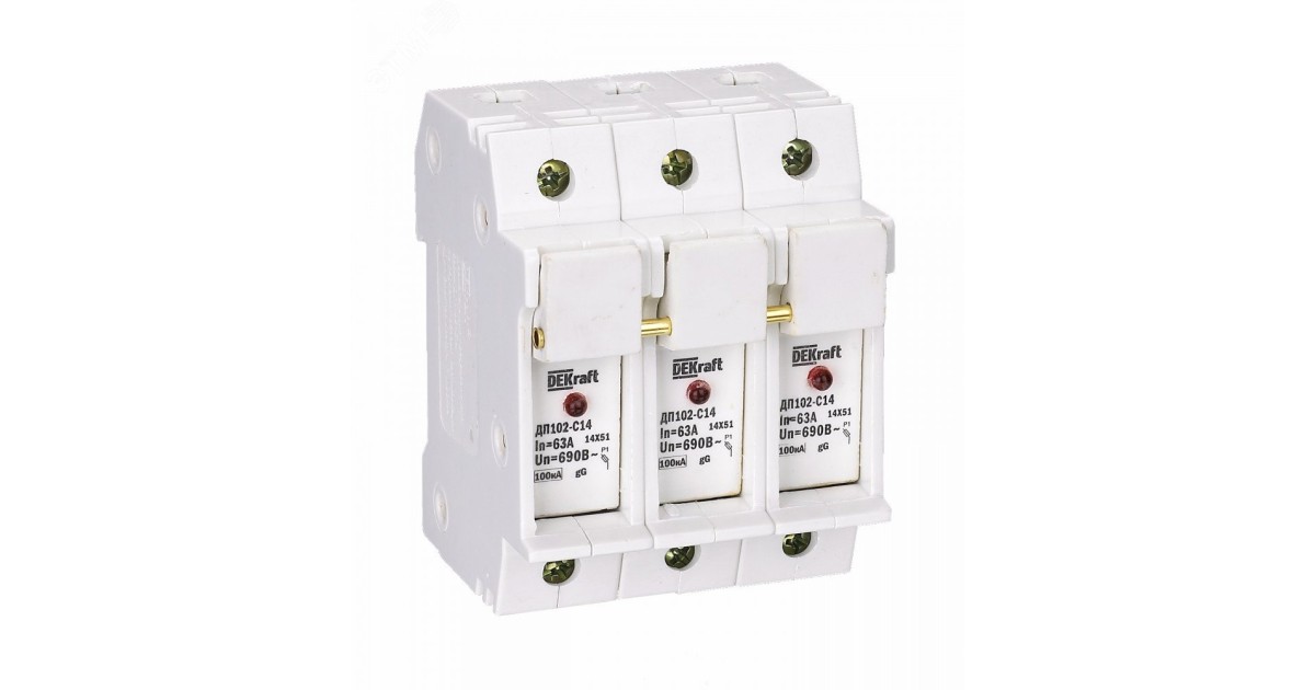 Купить Держатель предохранительного типа C14 ДП102-С14-3P со светодиодной индикацией 21388DEK DEKraft оптом в Москве