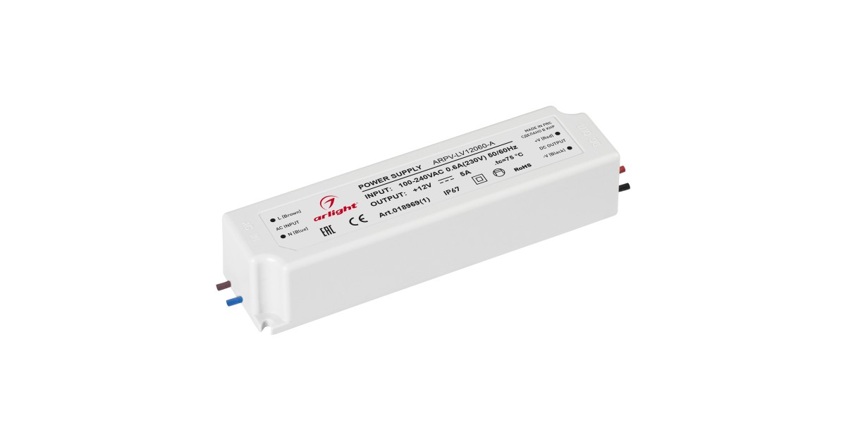 Купить Блок питания ARPV-LV12060-A (12V, 5.0A, 60W) 018969(1) Arlight оптом в Москве