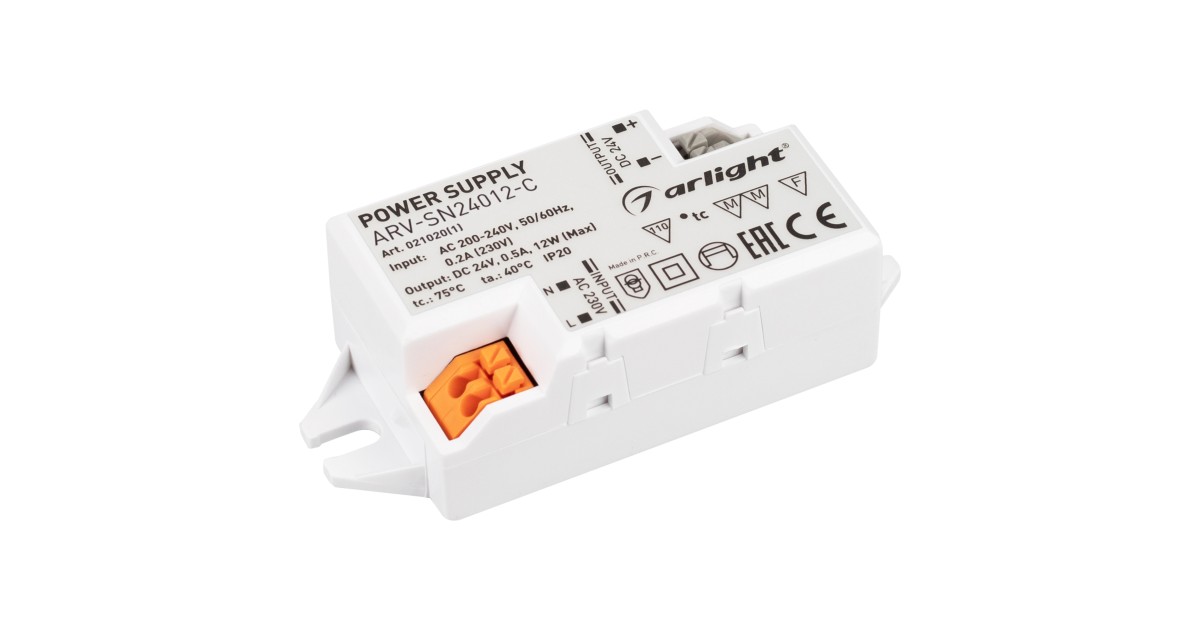 Купить Блок питания ARV-SN24012-C (24V, 0.5A, 12W) 021020(1) Arlight оптом в Москве