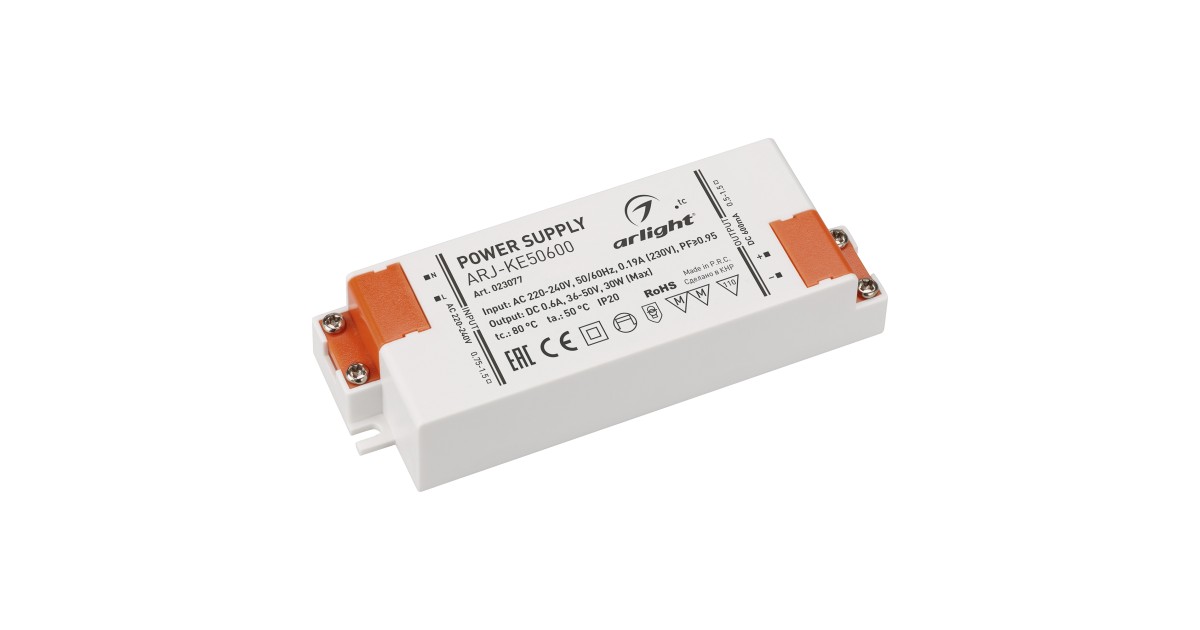 Купить Блок питания ARJ-KE50600 (30W, 600mA, PFC) 023077 Arlight оптом в Москве