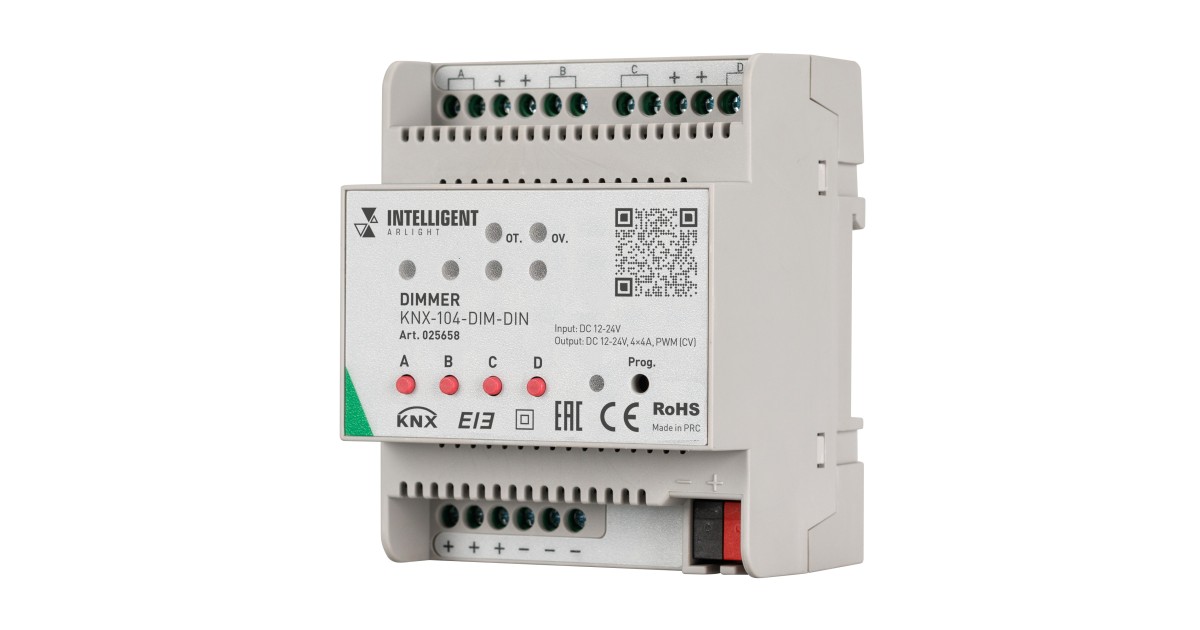 Купить INTELLIGENT ARLIGHT Диммер KNX-104-DIM-DIN (12-24V, 4x4A) 025658 Arlight оптом в Москве