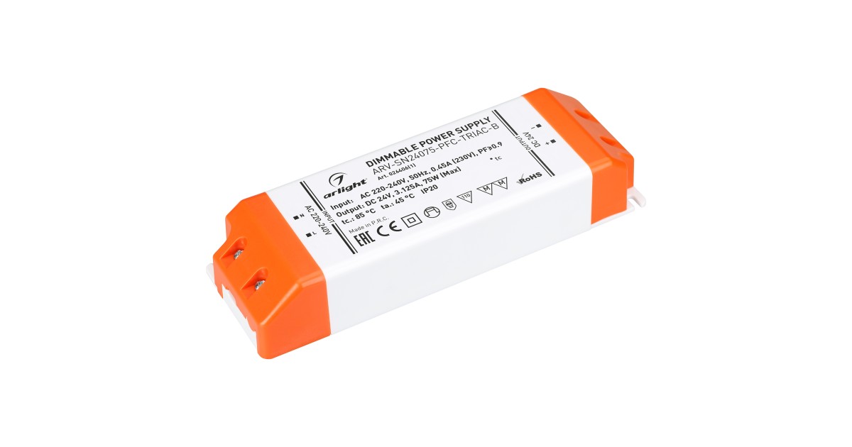Купить Блок питания ARV-SN24075-PFC-TRIAC-B (24V, 3.1A, 75W) 026406(1) Arlight оптом в Москве