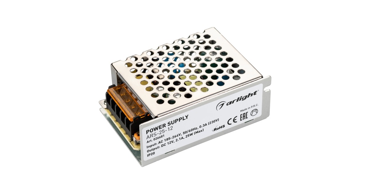 Купить Блок питания ARS-25-12 (12V, 2.1A, 25W) 026681 Arlight оптом в Москве