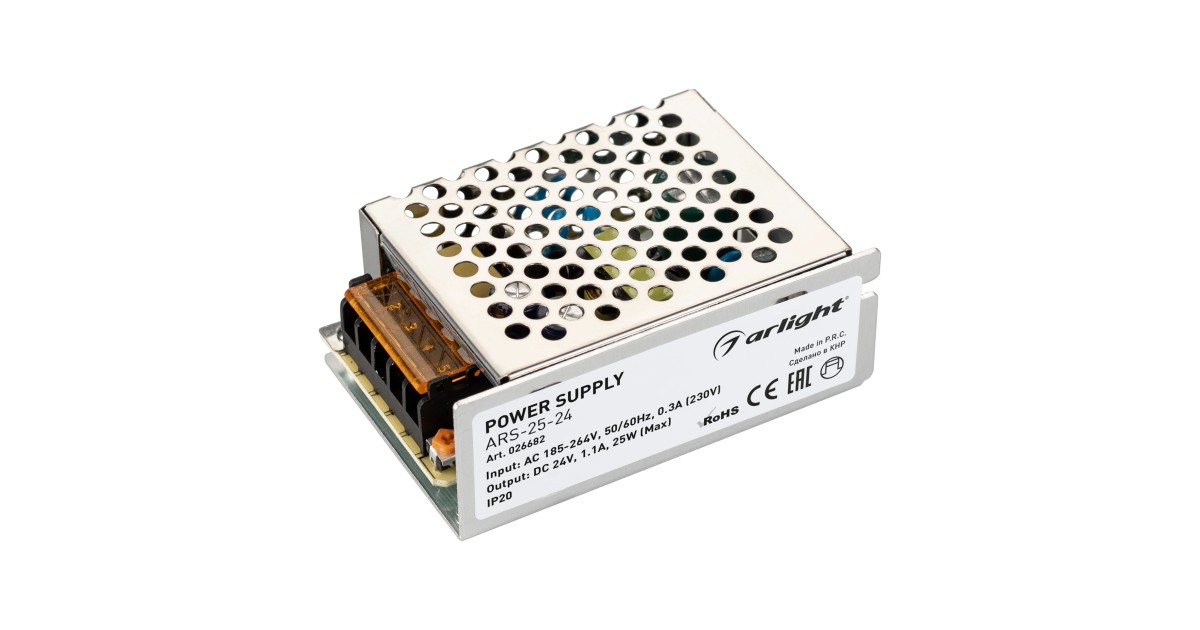 Купить Блок питания ARS-25-24 (24V, 1.1A, 25W) 026682 Arlight оптом в Москве