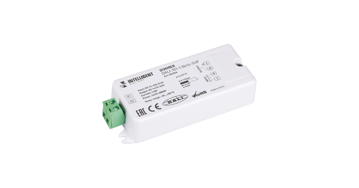 Купить INTELLIGENT ARLIGHT Диммер DALI-101-1.5kHz-SUF (12-36V, 1х8А) 026756 Arlight оптом в Москве