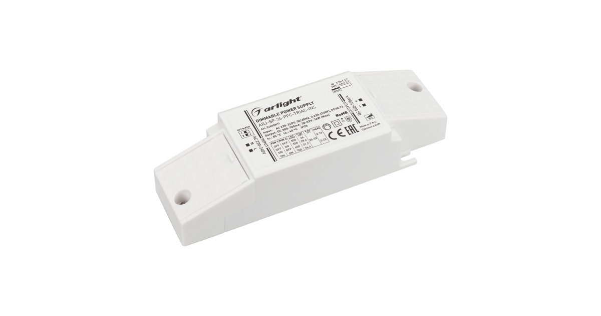 Купить Блок питания ARJ-SP-36-PFC-TRIAC-INS (36W, 30-52V, 0.5-0.7A) 026058(1) Arlight оптом в Москве