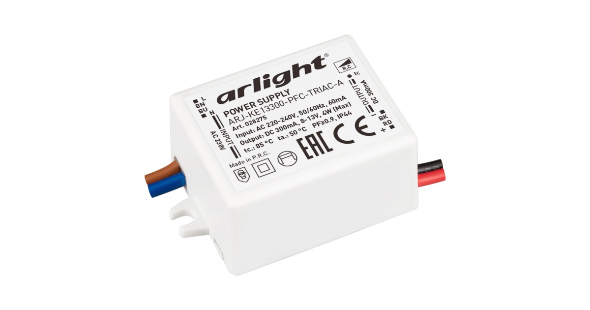 Купить Блок питания ARJ-KE13300-PFC-TRIAC-A (4W, 300mA) 028275 Arlight оптом в Москве