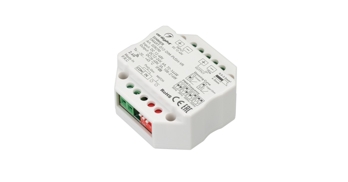 Купить Диммер SMART-D12-DIM-PUSH-VR (12-48V, 1x6A, 2.4G) 028290 Arlight оптом в Москве