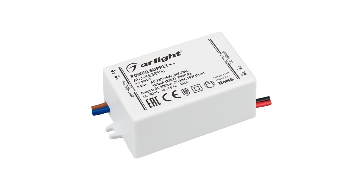 Купить Блок питания ARJ-KE38500 (19W, 500mA, PFC) 028397 Arlight оптом в Москве