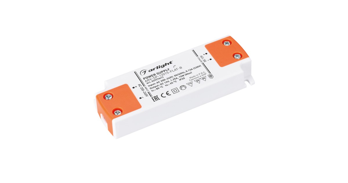 Купить Блок питания ARV-SP-12015-FLAT-B (12V, 1.25A, 15W) 029276(1) Arlight оптом в Москве