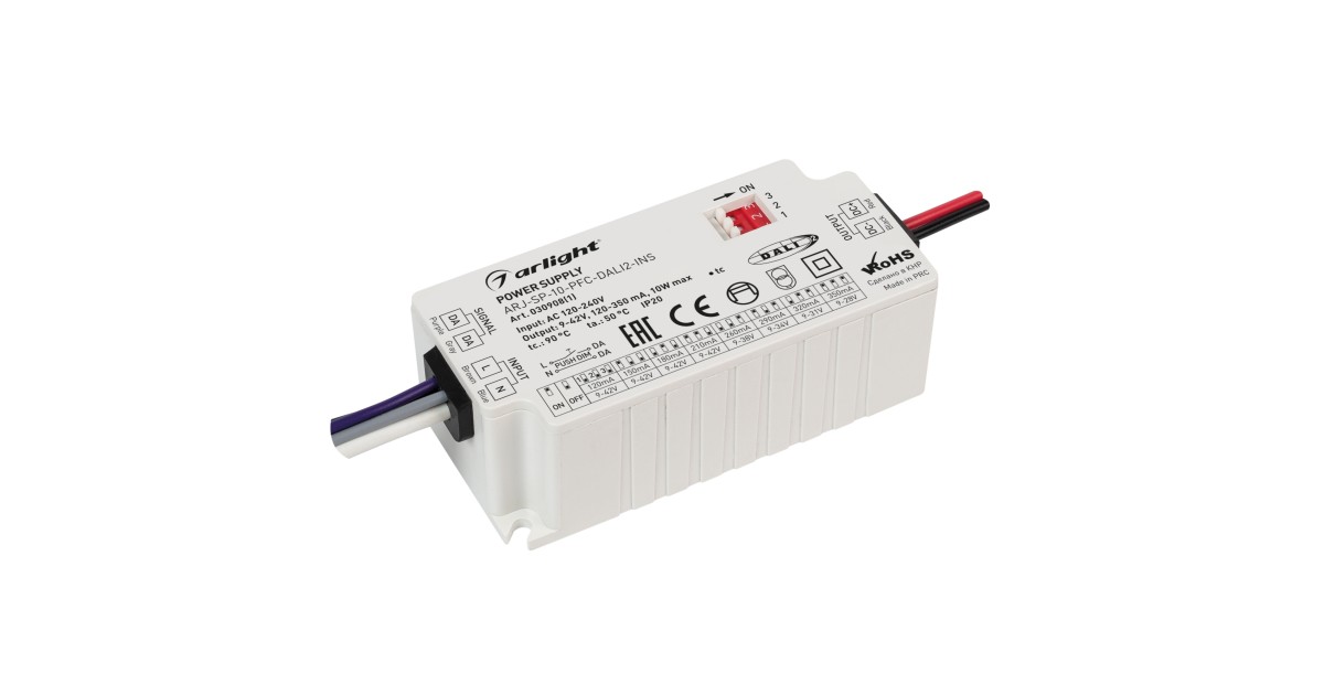 Купить Блок питания ARJ-SP-10-PFC-DALI2-INS (10W, 9-42V, 0.12-0.35A) 030908(1) Arlight оптом в Москве