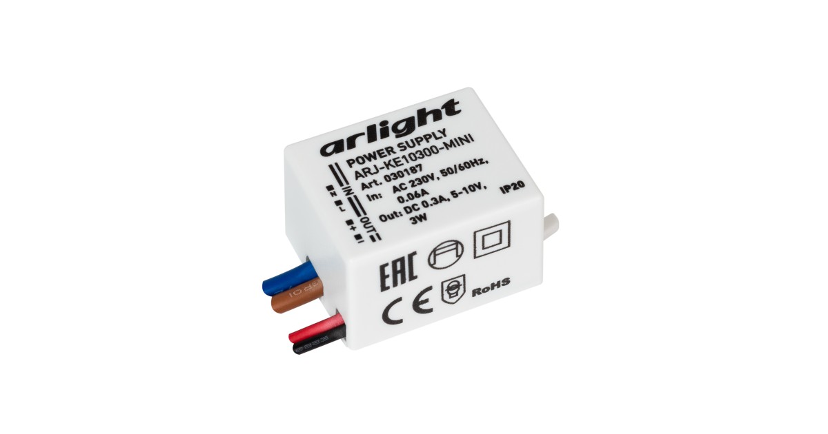 Купить Блок питания ARJ-KE10300-MINI (3W, 300mA) 030187 Arlight оптом в Москве