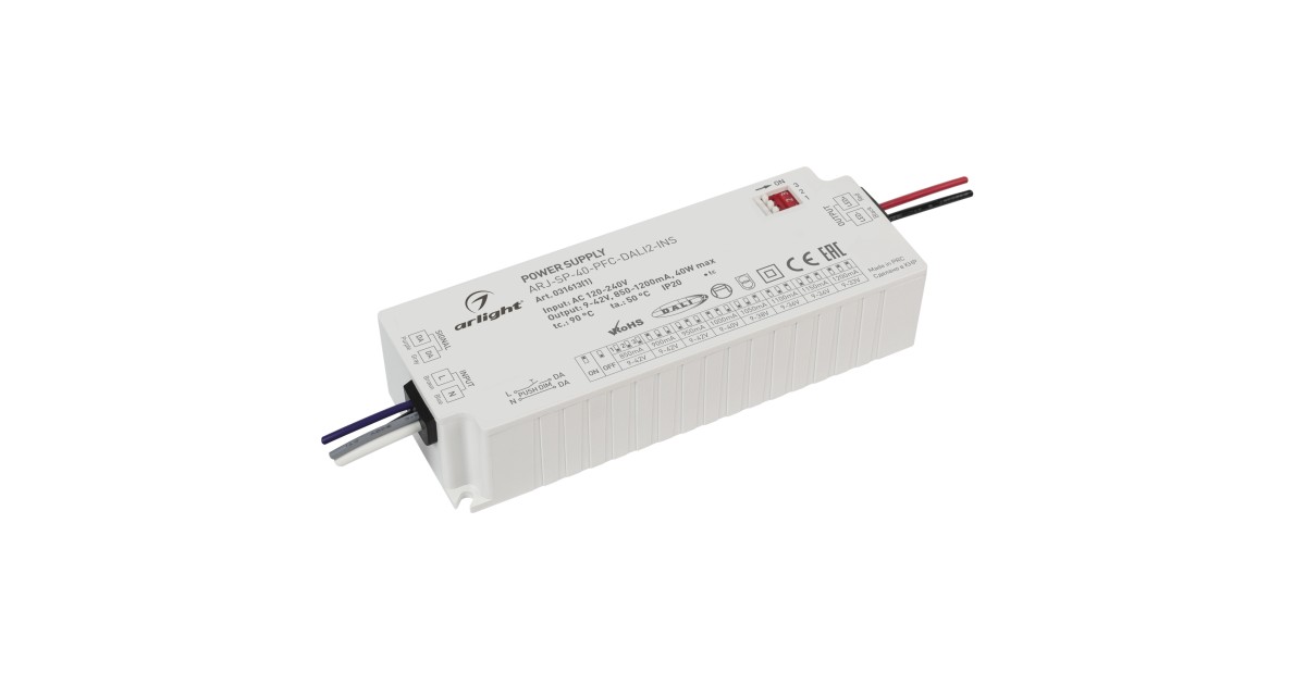 Купить Блок питания ARJ-SP-40-PFC-DALI2-INS (40W, 9-47V, 0.85-1.2A) 031613(1) Arlight оптом в Москве