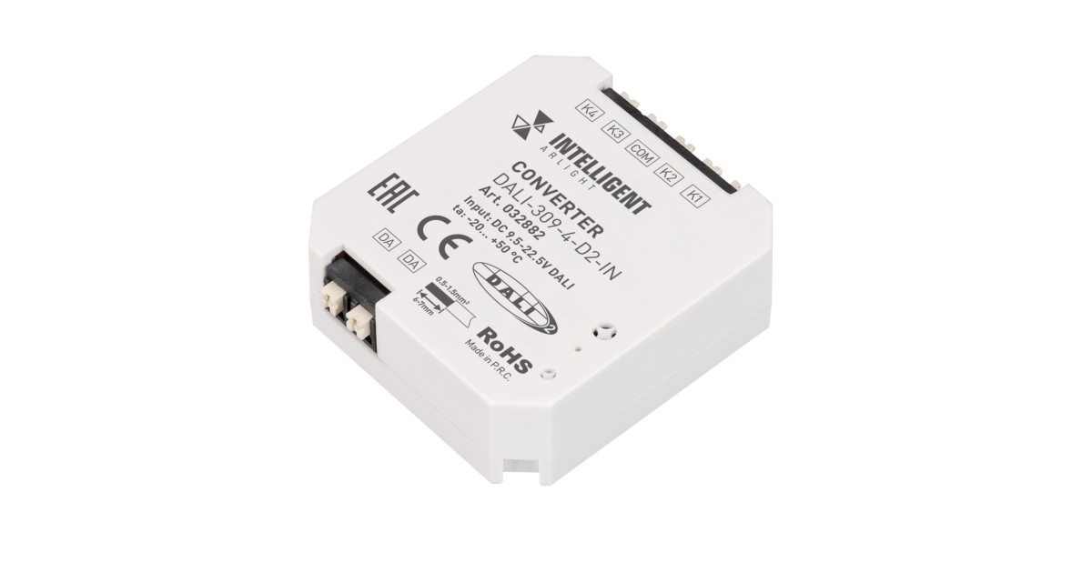 Купить INTELLIGENT ARLIGHT Конвертер DALI-309-4-D2-IN (DALI-BUS, Free purpose) 032882 Arlight оптом в Москве