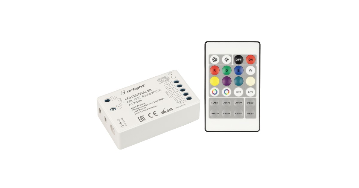Купить Контроллер ARL-4022-RGBW White (5-24V, 4x4A, ПДУ 24кн, RF) 032358 Arlight оптом в Москве