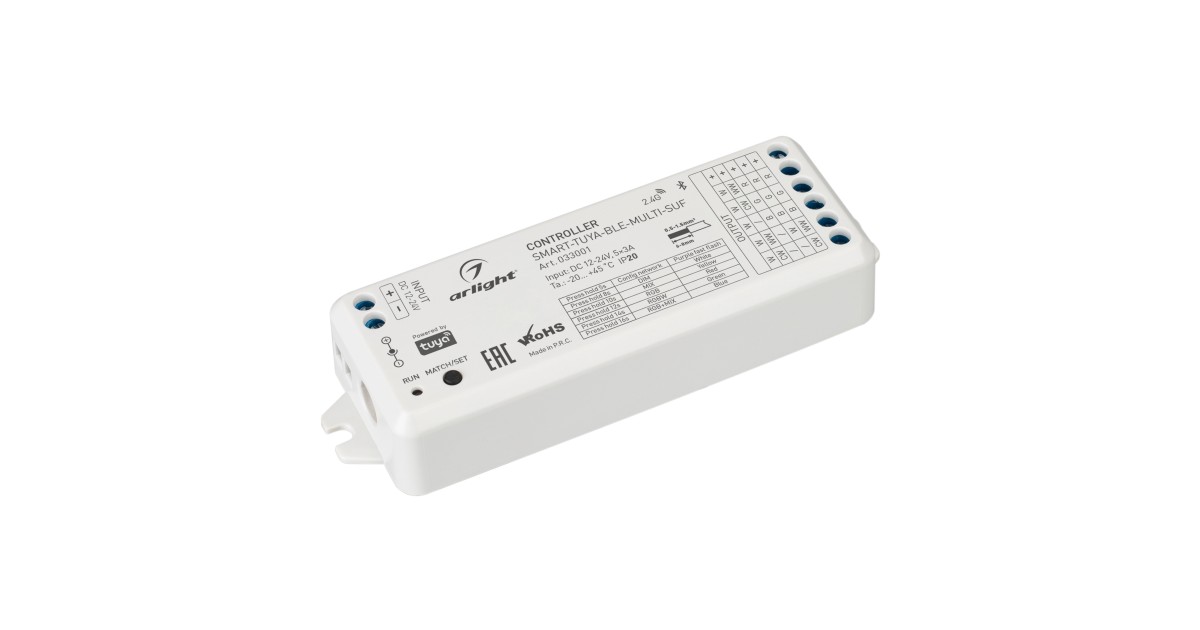 Купить Контроллер SMART-TUYA-BLE-MULTI-SUF (12-24V, 5x3A, RGB-MIX, 2.4G) 033001 Arlight оптом в Москве